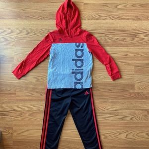 Boys Adidas Hooded Top and Track Pants